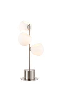 Eldia Table Lamp With Double Cut Glass, 3 x E14, Satin Nickel/Opal