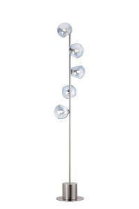 Eldia Floor Lamp With Double Cut Glass, 5 x E14, Satin Nickel/Blue