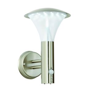 Endon EL-40068-PIR Froncis Single PIR Outdoor Wall Light Brushed Stainless Steel/Frosted Finish