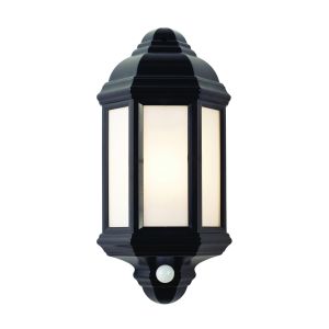 Halbury Single PIR Outdoor Wall Light Black/Frosted Finish