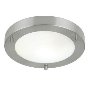 Endon EL-440-18BS-9W IP44 Energy Flush Fitting Brushed Steel Inc 9W Lamp 1 Light In Nickel