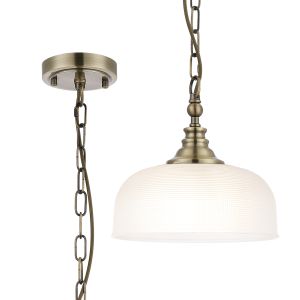 Arvo 27cm Flush/Single Pendant, 1 Light Adjustable E27, Antique Brass/Frosted Glass