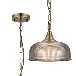 Arvo 27cm Flush/Single Pendant, 1 Light Adjustable E27, Antique Brass/Smoke Glass