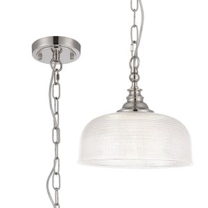 Arvo 27cm Flush/Single Pendant, 1 Light Adjustable E27, Polished Nickel/Frosted Glass