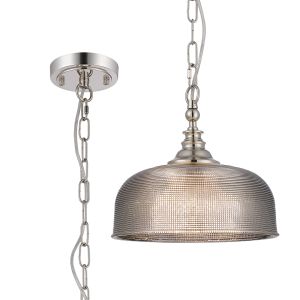 Arvo 27cm Flush/Single Pendant, 1 Light Adjustable E27, Polished Nickel/Smoke Glass