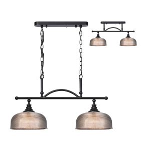 Arvo Semi Flush/Pendant Bar, 2 Light Adjustable E27, Satin Black/Smoke Glass