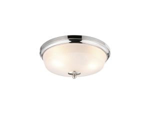 Arvo 34cm 2 Light E27 Flush Ceiling Light, Polished Nickel/Frosted Glass