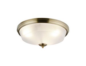 Arvo 43.8cm 3 Light E27 Flush Ceiling Light, Antique Brass/Frosted Glass