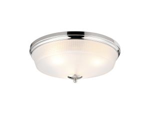 Arvo 43.8cm 3 Light E27 Flush Ceiling Light, Polished Nickel/Frosted Glass