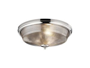 Arvo 43.8cm 3 Light E27 Flush Ceiling Light, Polished Nickel/Smoke Glass