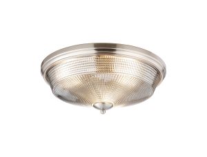 Arvo 43.8cm 3 Light E27 Flush Ceiling Light, Satin Nickel/Smoke Glass