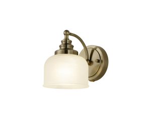 Arvo Switched Wall Light, 1 Light E27 Antique Brass/Frosted Glass