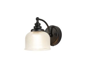 Arvo Switched Wall Light, 1 Light E27 Satin Black/Clear Glass