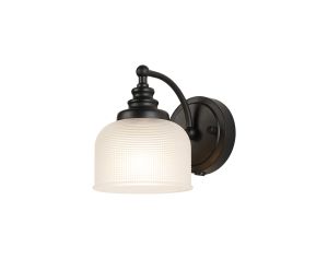 Arvo Switched Wall Light, 1 Light E27 Satin Black/Frosted Glass