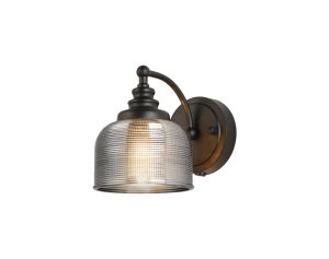 Arvo Switched Wall Light, 1 Light E27 Satin Black/Smoke Glass