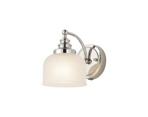 Arvo Switched Wall Light, 1 Light E27 Polished Nickel/Frosted Glass