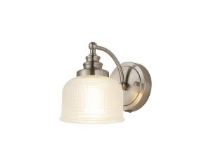 Arvo Switched Wall Light, 1 Light E27 Satin Nickel/Clear Glass