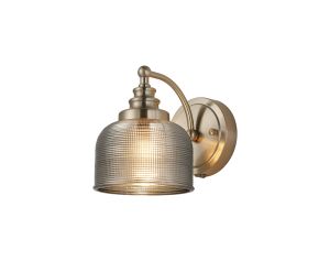 Arvo Switched Wall Light, 1 Light E27 Satin Nickel/Smoke Glass
