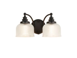 Arvo Switched Double Wall Light, 2 Light E27 Satin Black/Clear Glass