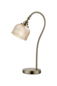 Arvo Table Lamp 1 Light E27 Antique Brass/Amber Glass