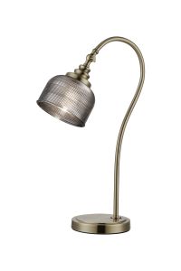 Arvo Table Lamp 1 Light E27 Antique Brass/Smoke Glass