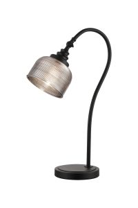 Arvo Table Lamp 1 Light E27 Satin Black/Smoke Glass