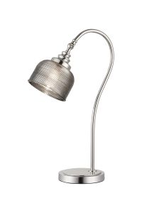 Arvo Table Lamp 1 Light E27 Polished Nickel/Smoke Glass