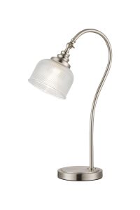 Arvo Table Lamp 1 Light E27 Satin Nickel/Clear Glass