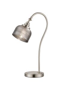 Arvo Table Lamp 1 Light E27 Satin Nickel/Smoke Glass