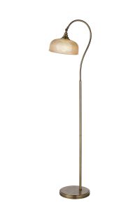 Arvo Floor Lamp 1 Light E27 Antique Brass/Amber Glass