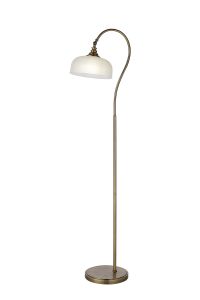 Arvo Floor Lamp 1 Light E27 Antique Brass/Frosted Glass