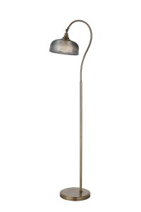 Arvo Floor Lamp 1 Light E27 Antique Brass/Smoke Glass