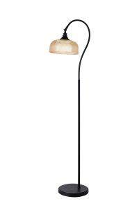 Arvo Floor Lamp 1 Light E27 Satin Black/Amber Glass