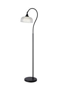 Arvo Floor Lamp 1 Light E27 Satin Black/Clear Glass