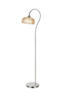 Arvo Floor Lamp 1 Light E27 Polished Nickel/Amber Glass