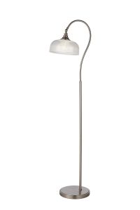 Arvo Floor Lamp 1 Light E27 Satin Nickel/Clear Glass