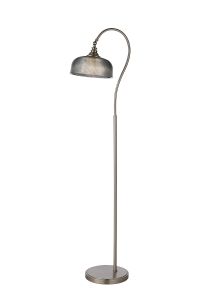 Arvo Floor Lamp 1 Light E27 Satin Nickel/Smoke Glass