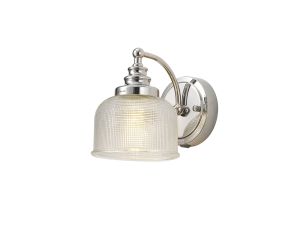 Arvo Switched Wall Light, 1 Light E27 Polished Nickel/Prismatic Glass