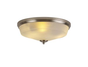 Arvo 43.8cm 3 Light E27 Flush Ceiling Light, Satin Nickel/Frosted Glass