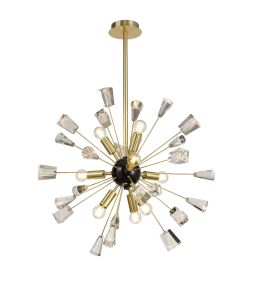 Settepani 60cm Pendant Sputnik, 9 Light E14, Brushed Gold & Gloss Black/Crystal