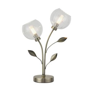 Elm Table Lamp, 2 Light G9, Antique Brass/Clear Glass