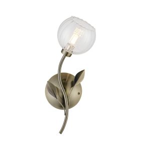 Elm Right Wall Light, 1 Light G9, Antique Brass/Clear Glass