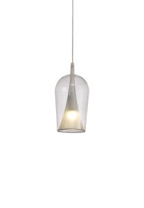 Elsa 17cm Assembly Pendant (WITHOUT PLATE) With Champagne Glass Shade, 1 Light E27, Clear Glass With Frosted Inner Cone