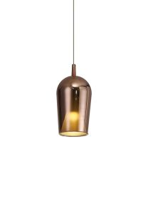 Elsa 17cm Assembly Pendant (WITHOUT PLATE) With Champagne Glass Shade, 1 Light E27, Copper Glass With Frosted Inner Cone