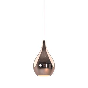 Carys 20cm Assembly Pendant (WITHOUT PLATE) With Teardrop Shade, 1 Light E27, Copper Glass With Frosted Inner