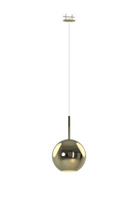 Carys Recessed Pendant With Round Shade, 1 Light E27, Gold/Gold Glass With Frosted Inner