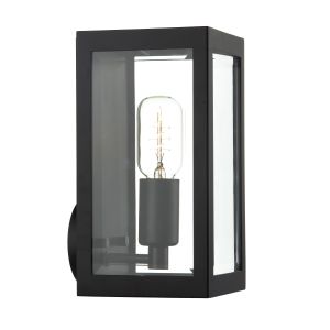 Era 1 Light E27 Black Outdoor IP44 Wall Light With Clear Tapered Bevelled Glass Panels