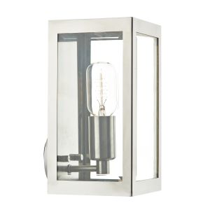 Era 1 Light E27 Stainless Steel Outdoor IP44 Wall Light With Clear Tapered Bevelled Glass Panels
