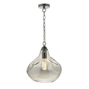 Esarosa 1 Light Black Chrome Adjustable Pendant With Smoked Glass Shade