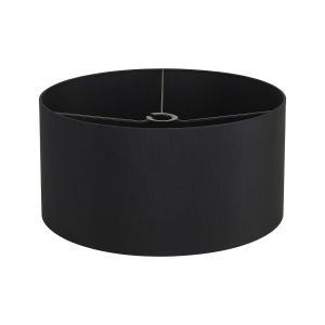 Hemel Round, 50x25cm Shade, Self Lined Black Faux Silk & Black Carrier